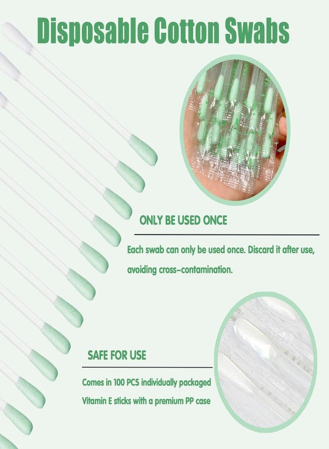 Geodurn 100 Pcs Cotton Makeup Remover Swabs, Disposable Vitamin E Liquid-Filled Cotton Swabs Sticks for Eye/Lip/Eyebrow/Eyelash Makeup Correctors Removing Swabs - Image 3